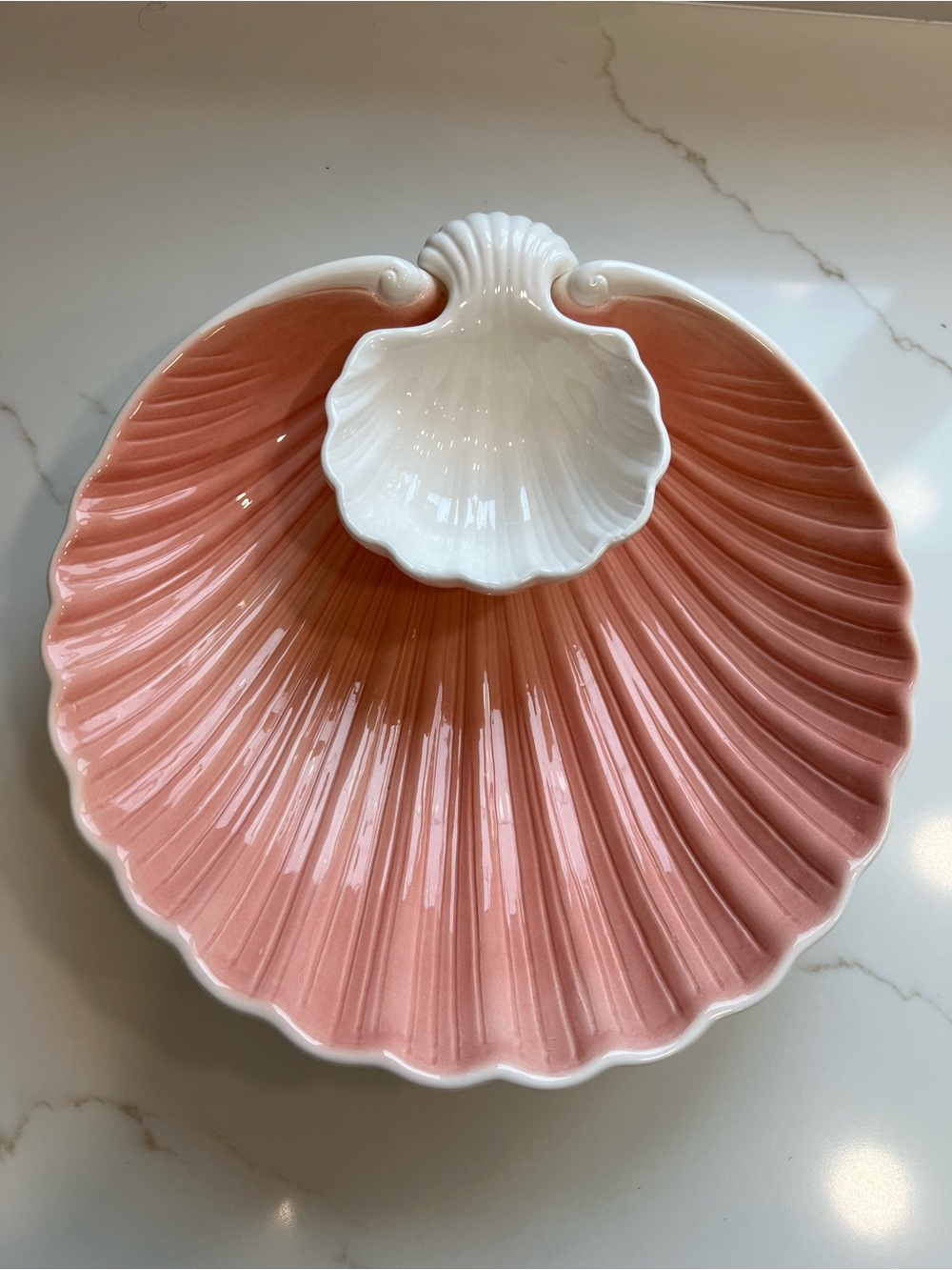 Vintage Fitz and Floyd Pink Shell Seafood Server Platter - Picture 3 of 8